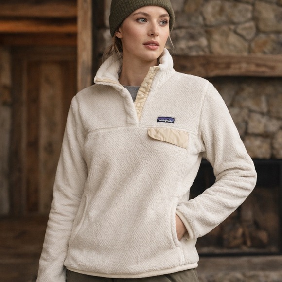 Patagonia Jackets & Blazers - Patagonia Re-Tool Snap-T Fleece Pullover Womens Medium White Excellent 25442